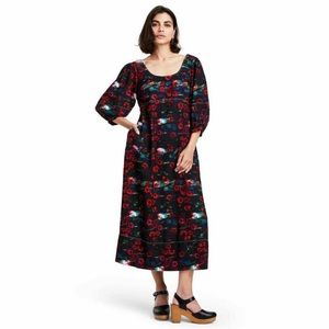 Rachel Comey x Target Red Floral Print Volume 3/4 Sleeve Dress Womens Size 14